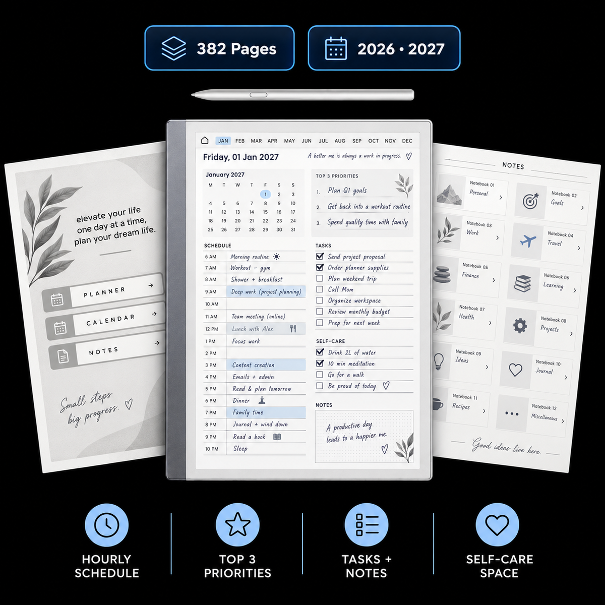 Digital Planner Bundle for reMarkable2 | Daily, Weekly, Monthly & Task