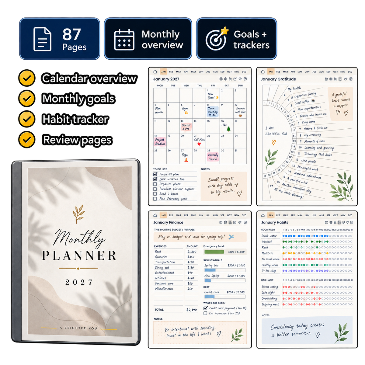 Digital Planner Bundle for reMarkable | Daily, Weekly, Monthly & Task