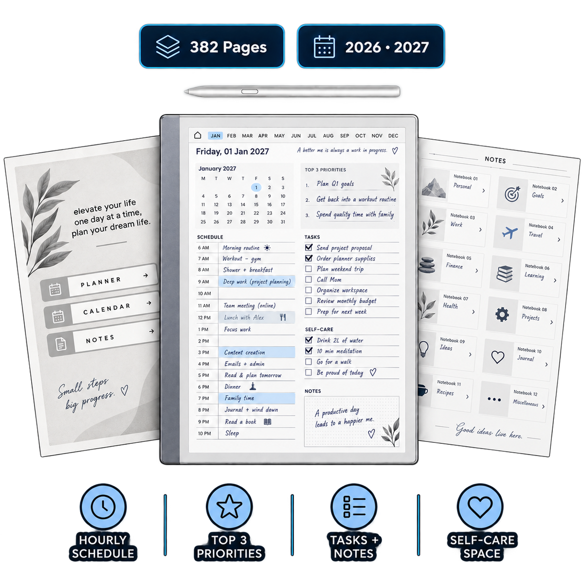 Digital Planner Bundle for reMarkable | Daily, Weekly, Monthly & Task