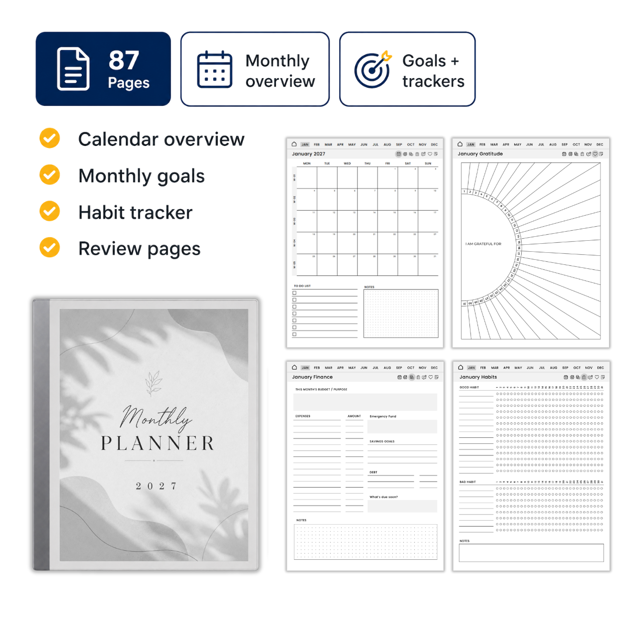Digital Planner Bundle 2026-2027 | Daily, Weekly, Monthly & Task