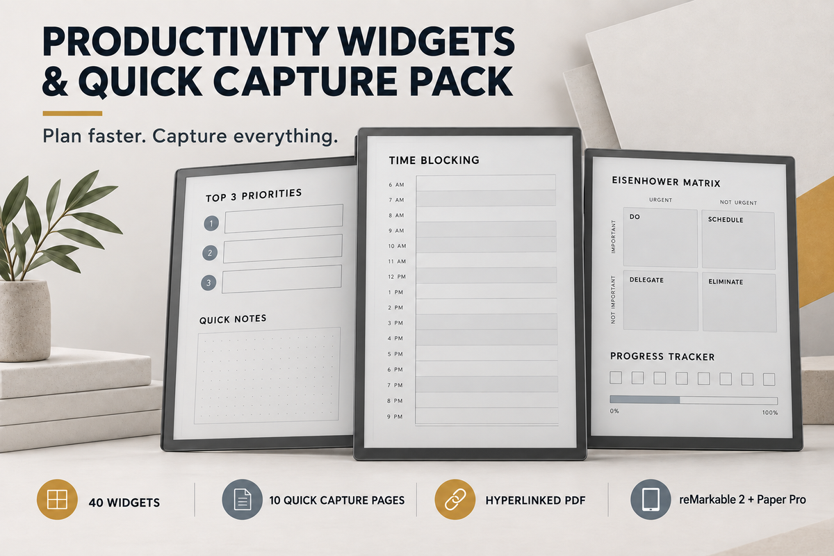 Productivity Widgets & Quick Capture Pack for reMarkable