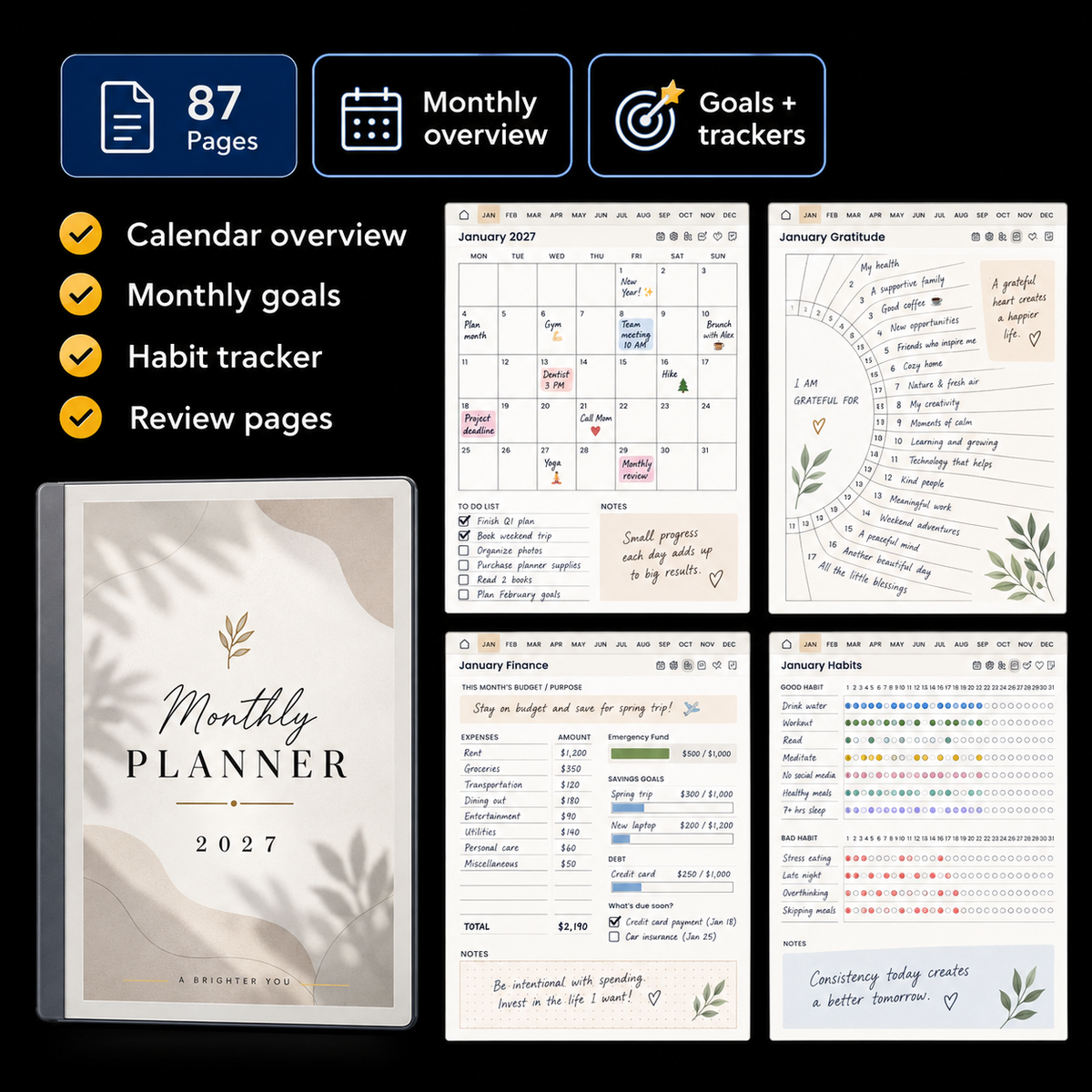 Digital Planner Bundle for reMarkable2 | Daily, Weekly, Monthly & Task