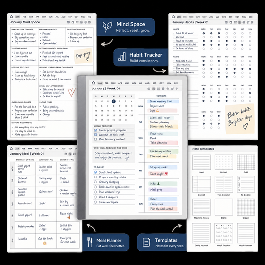 Digital Planner Bundle for reMarkable2 | Daily, Weekly, Monthly & Task