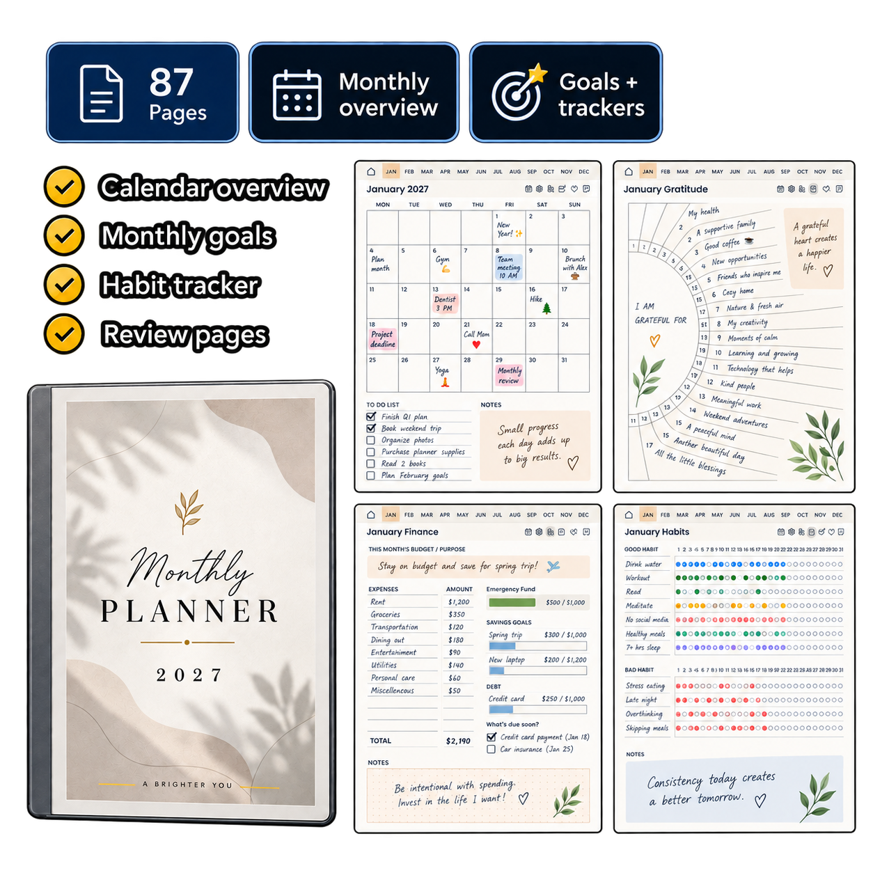 Digital Planner Bundle for reMarkable | Daily, Weekly, Monthly & Task