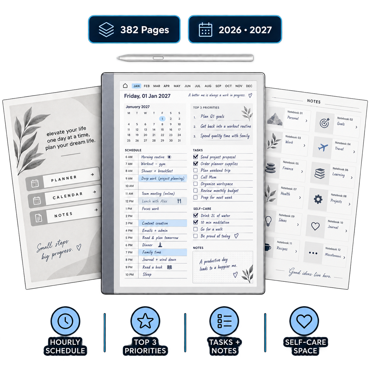 Digital Planner Bundle for reMarkable | Daily, Weekly, Monthly & Task
